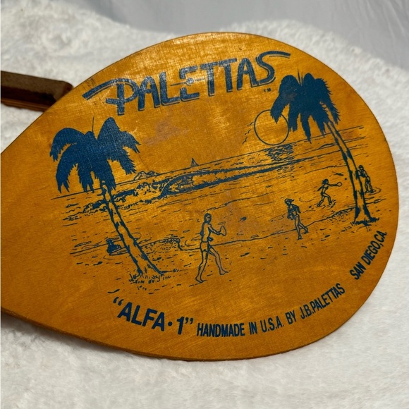 Vintage Palettas Beach Wood Paddles 16” JB Palettas San Diego Alfa-1 paddleball - Picture 6 of 12
